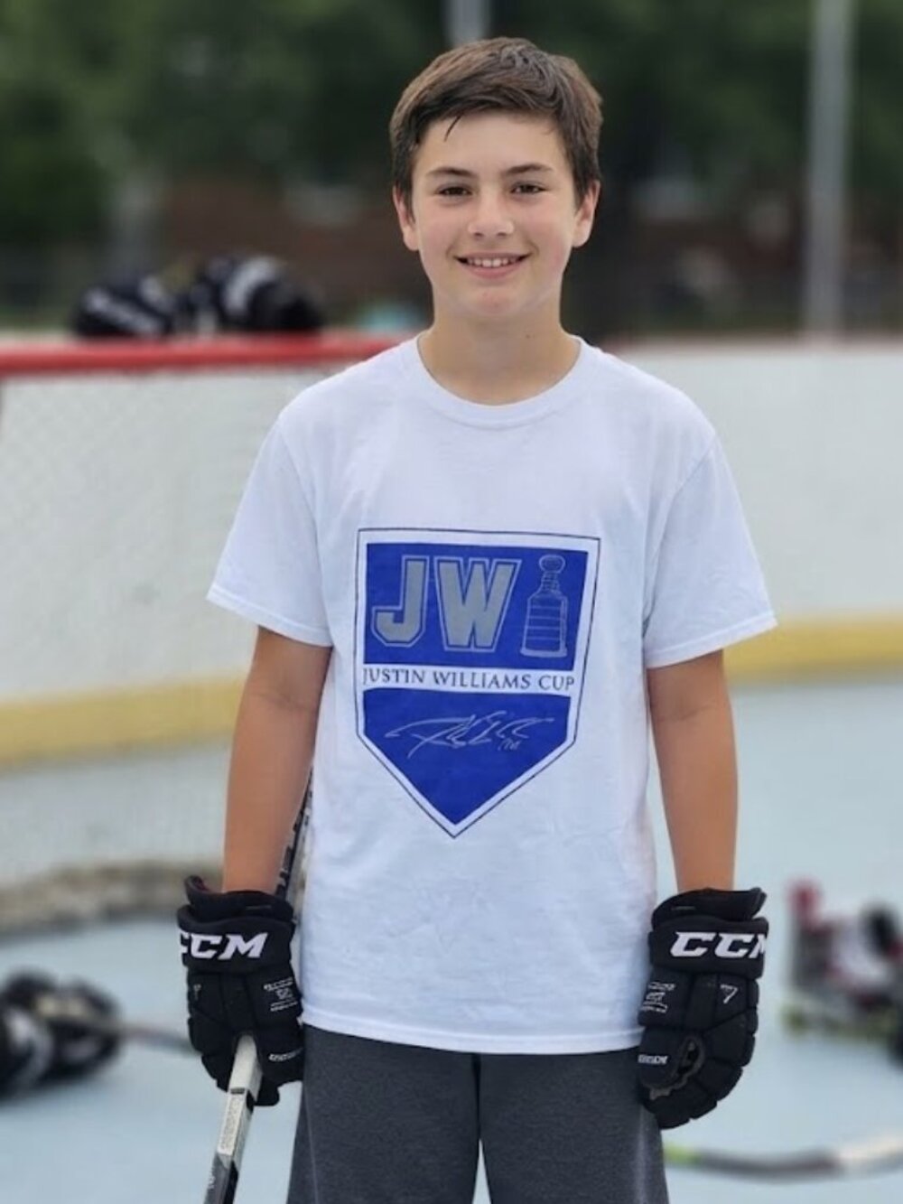 Justin Williams Cup White T-Shirt Youth Large L 14-16 Hockey Graphic Tee